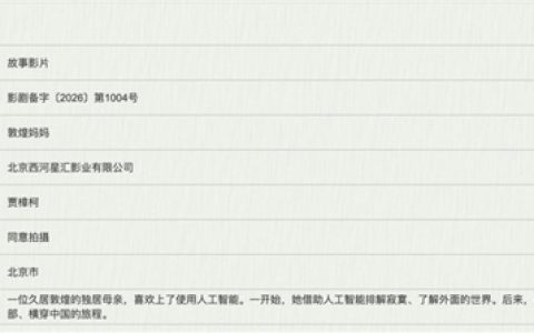 贾樟柯新电影《敦煌妈妈》备案立项：独居母亲爱上AI 实现横穿中国