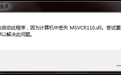 无法启动此程序,因为计算机中丢失MSVCR110.dll的解决方法