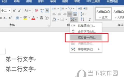 Word2019如何设置双行合一 操作方法