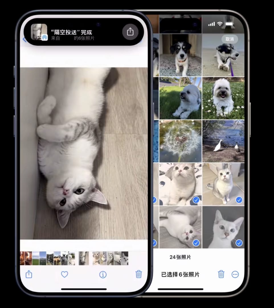 iOS 17 新功能:让两部 iPhone 靠近快速分享照片