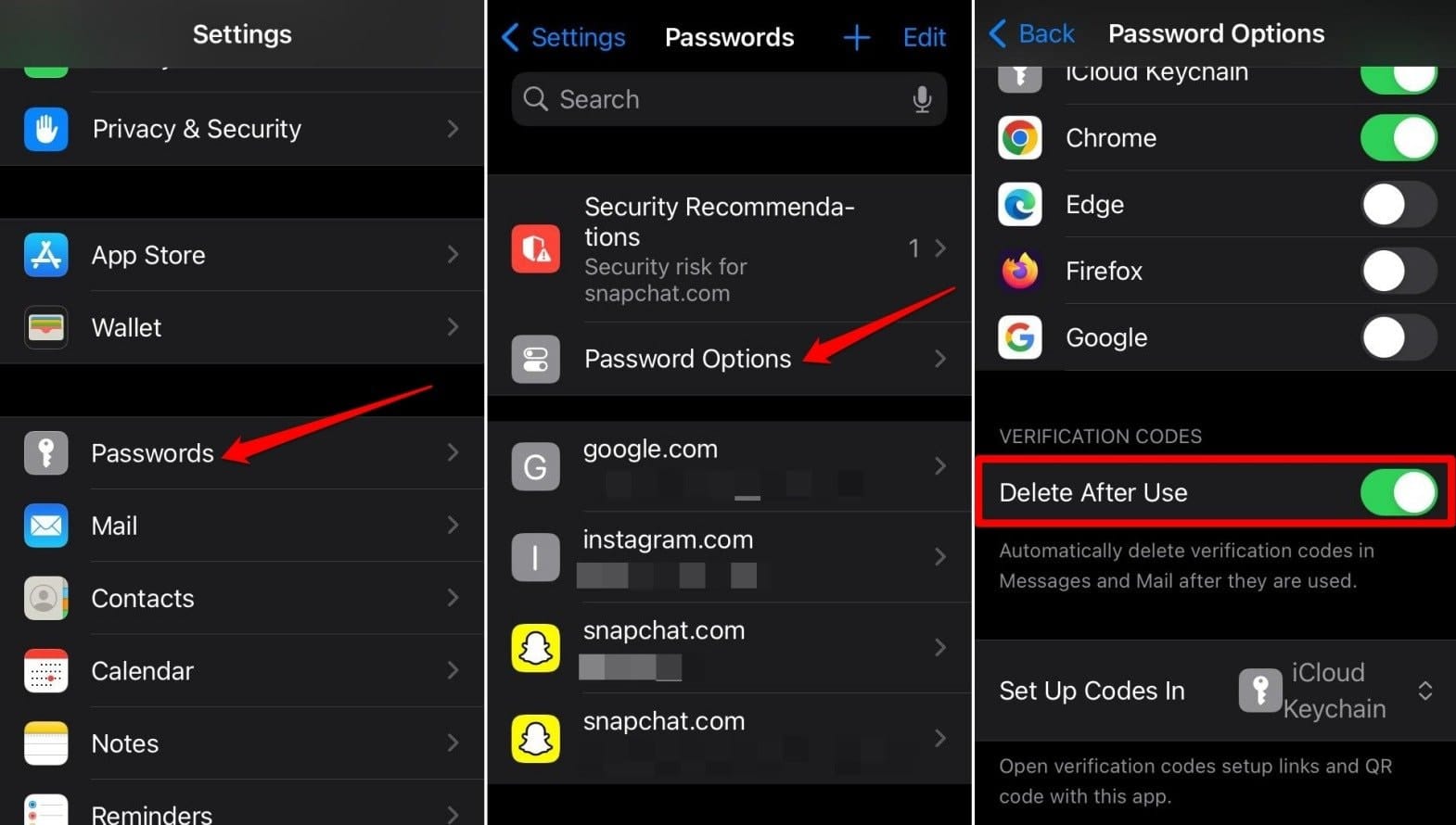 如何在iPhone上自动删除OTP和验证码?