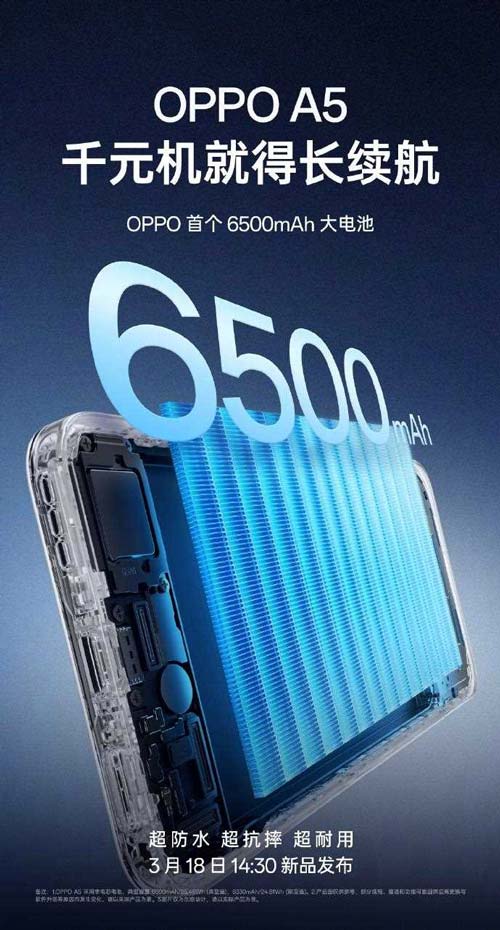 1199元起开启千元机全系标配满级防水新时! OPPO A5系列正式发布
