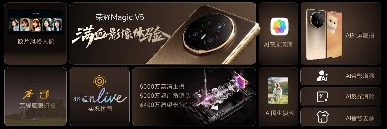 售价8999元起! 满血旗舰折叠屏手机荣耀Magic V5发布