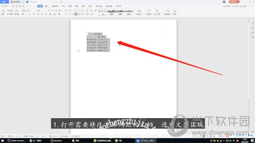 打开WPS文档并选中文字区域