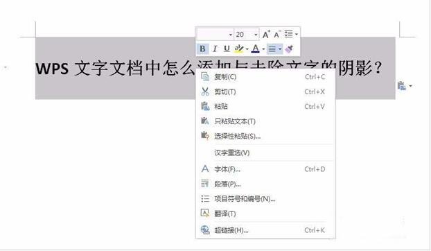 WPS文字怎么添加阴影效果 WPS文字设置阴影效果的步骤方法